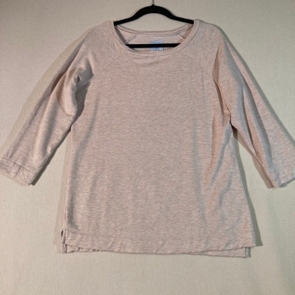 Sunday Sweatshirt Sz M Pink‎ Heather 3/4 Sleeve Casual Soft Lounge Wear Top